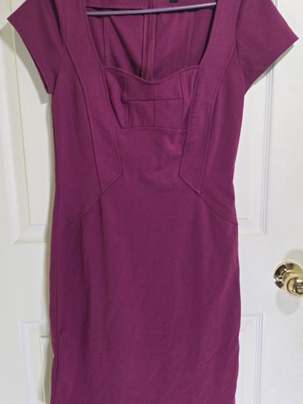 Banana Republic Magenta Square-Neck Fitted Tunic